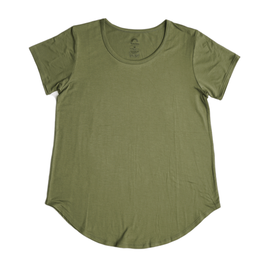 the "olive green" women's top. 