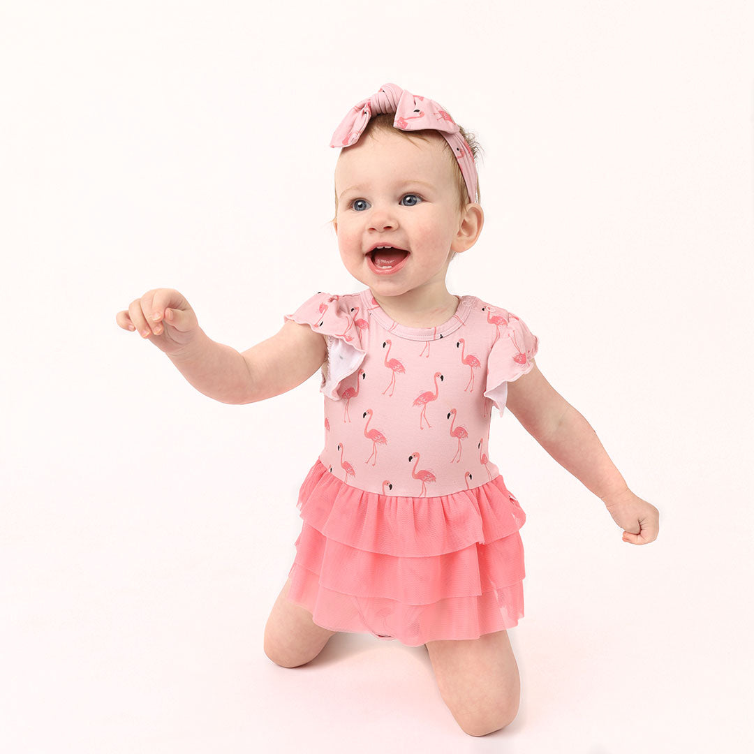 Fancy Flamingos Bamboo and Tulle Skirted Onesie – Emerson and Friends