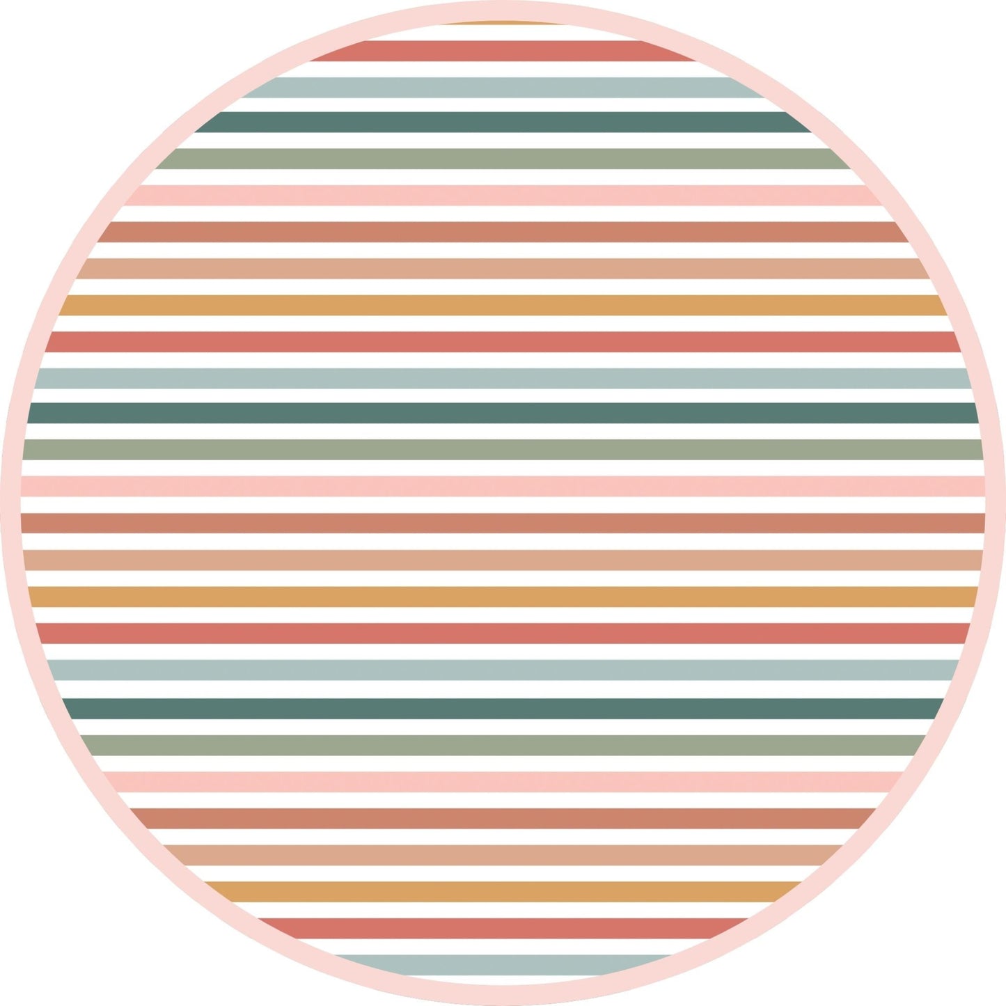 Circle with Sunset Stripes multicolored striped pattern on a white background