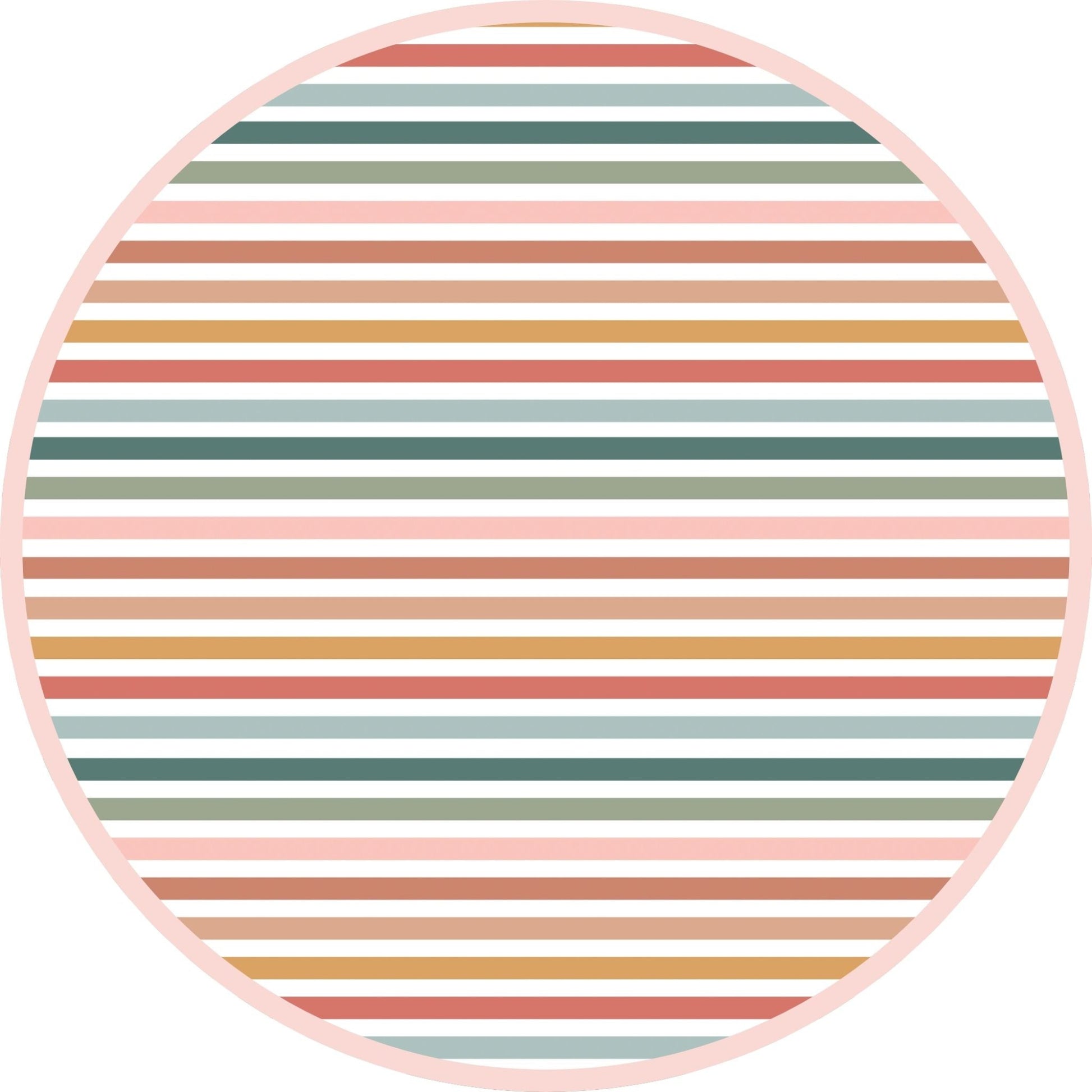 Circle with Sunset Stripes multicolored striped pattern on a white background