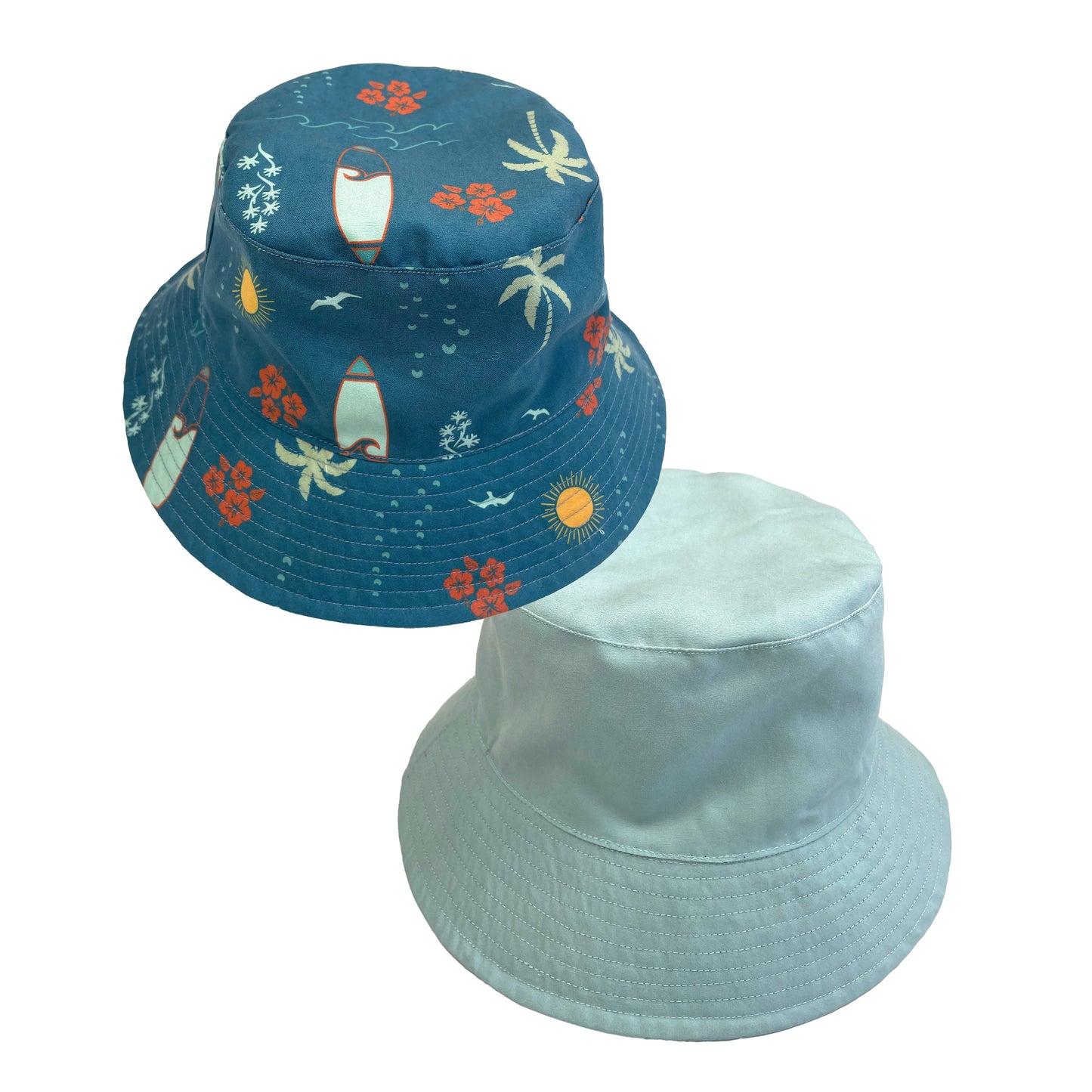 Reversible Surf’s Up bucket hat showing both sides