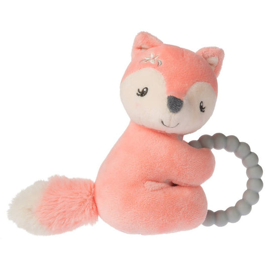 pink baby fox teether and rattle