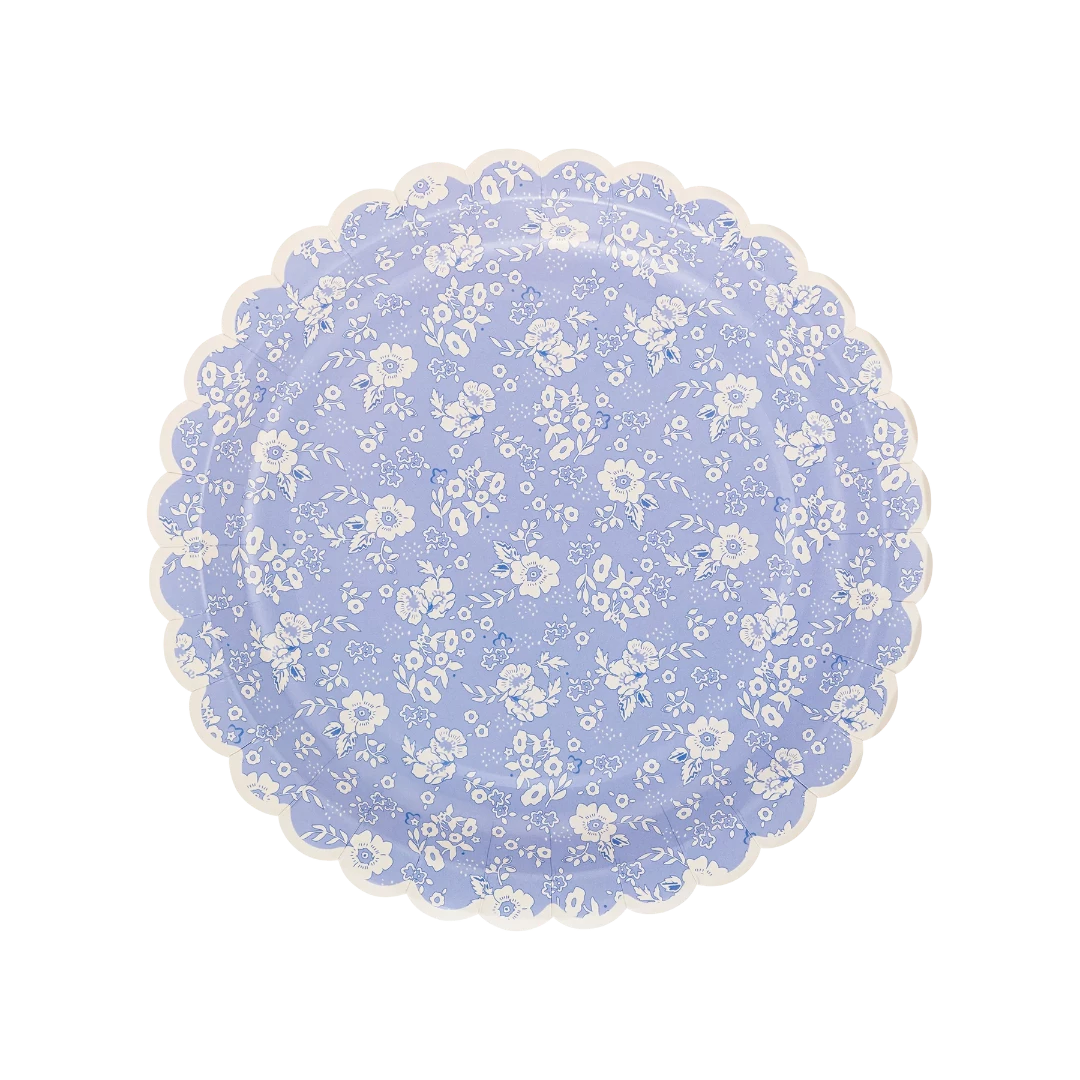Purple and white paper plates pack of eight