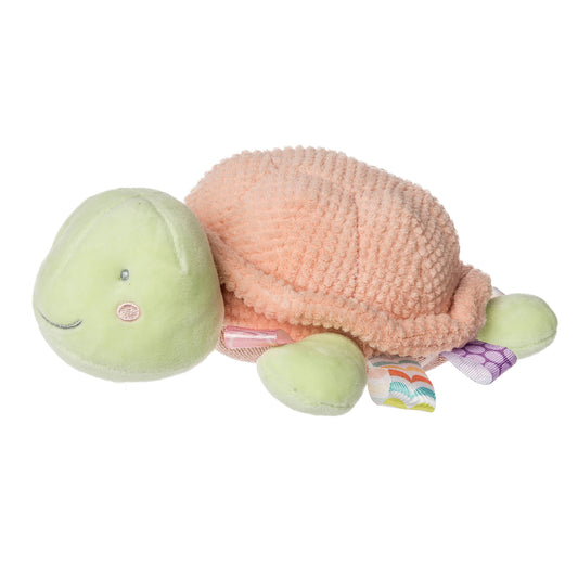 stuffed turtle plush with taggies around the edge