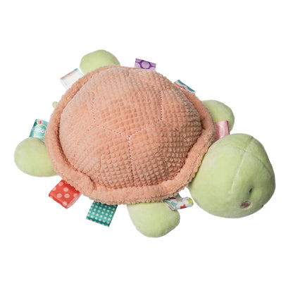 stuffed turtle plush with taggies around the edge