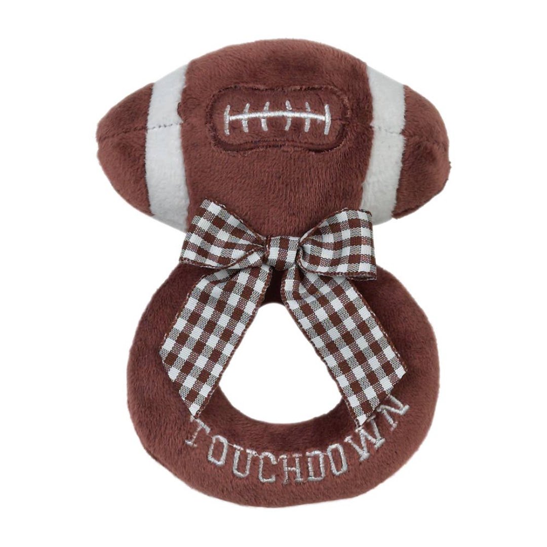 football themed soft plush rattle