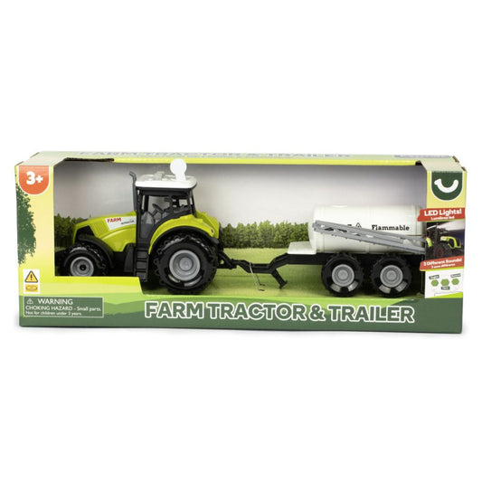 toy tractor with trailer that has lights and sounds