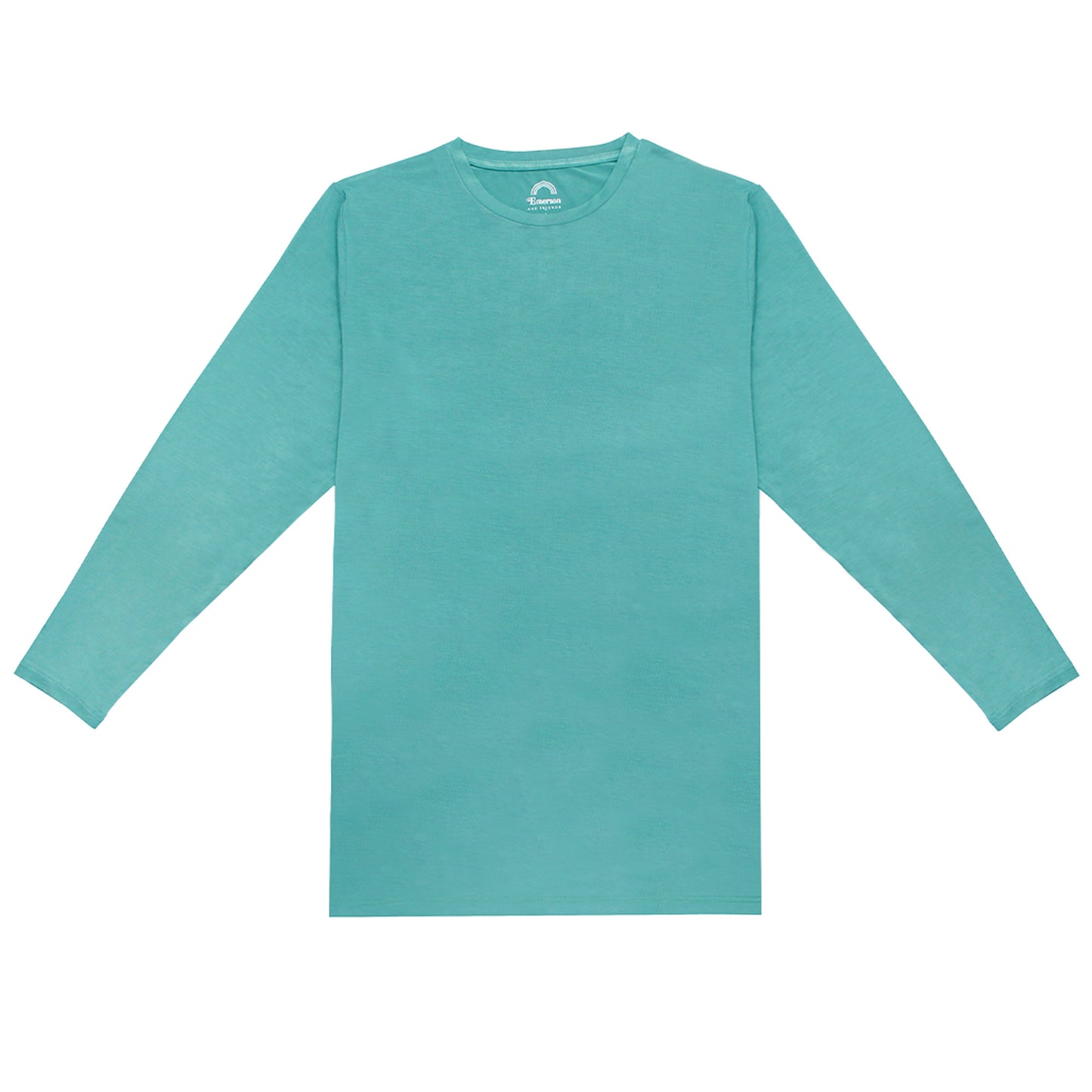 Teal long-sleeve shirt on a white background