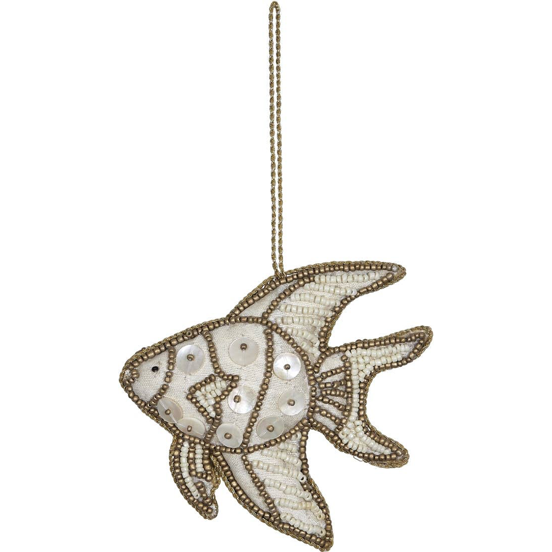 brown beaded tropical fish ornament