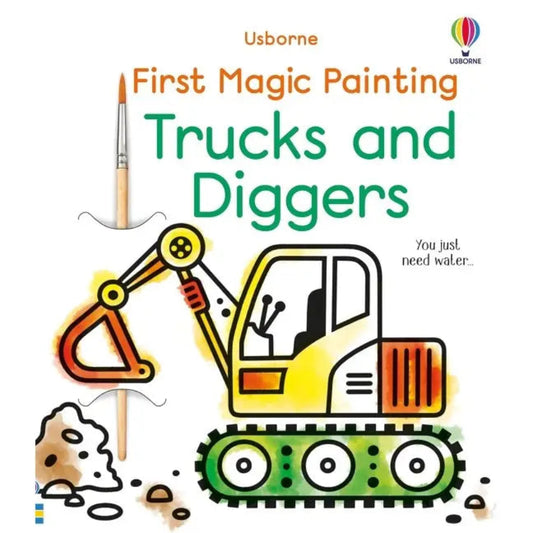 trucks and diggers themed magic painting book