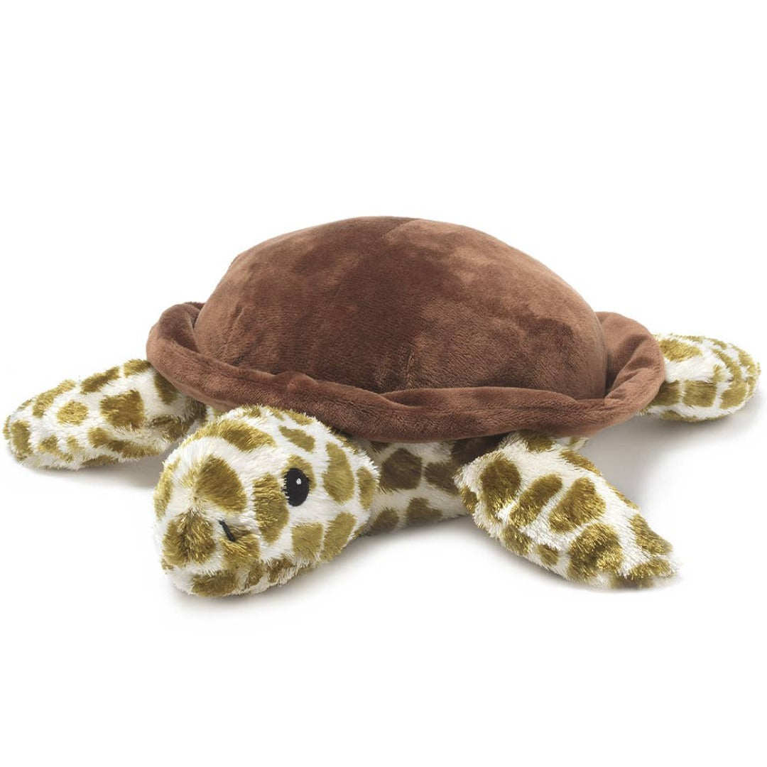Green, white, and brown sea turtle plush