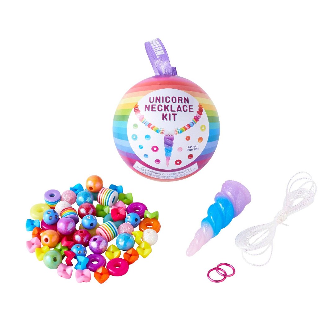 rainbow colored unicorn necklace kit to make your own necklace