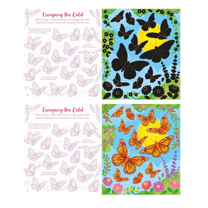 Set of butterfly-themed stickers with different designs on a white background