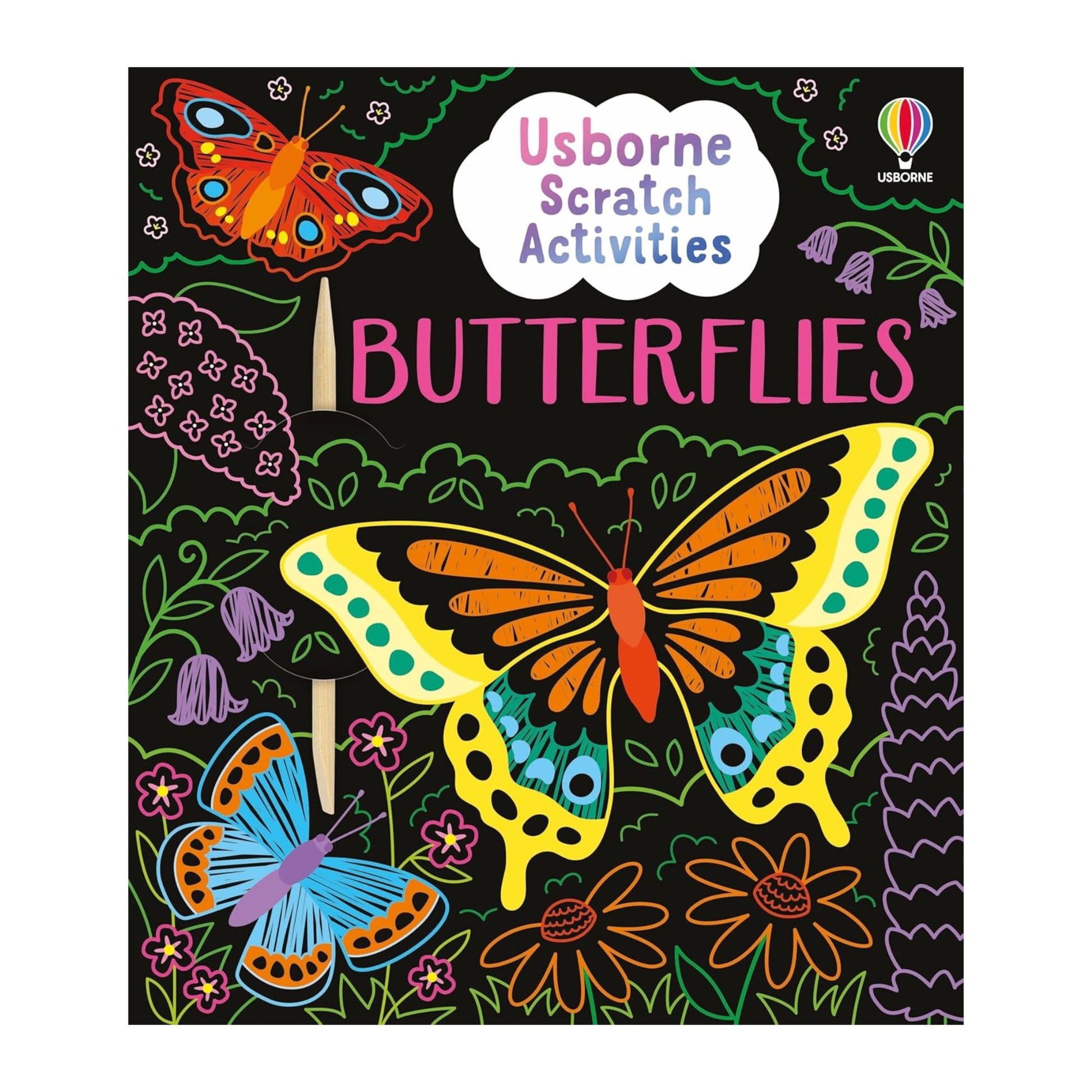 Book cover of 'Butterflies' from Usborne with colorful butterflies and flowers.