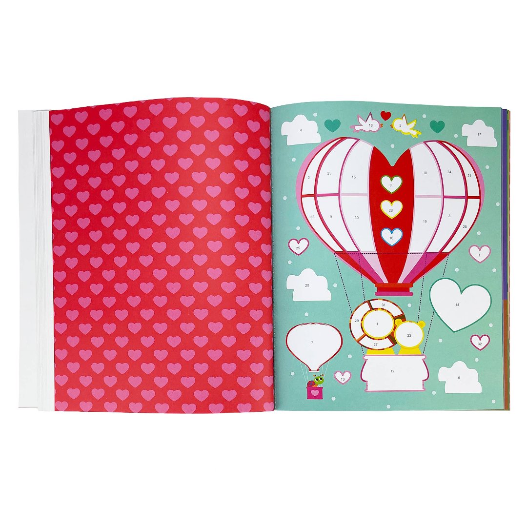 valentines time themed book with a hot air balloon inside 