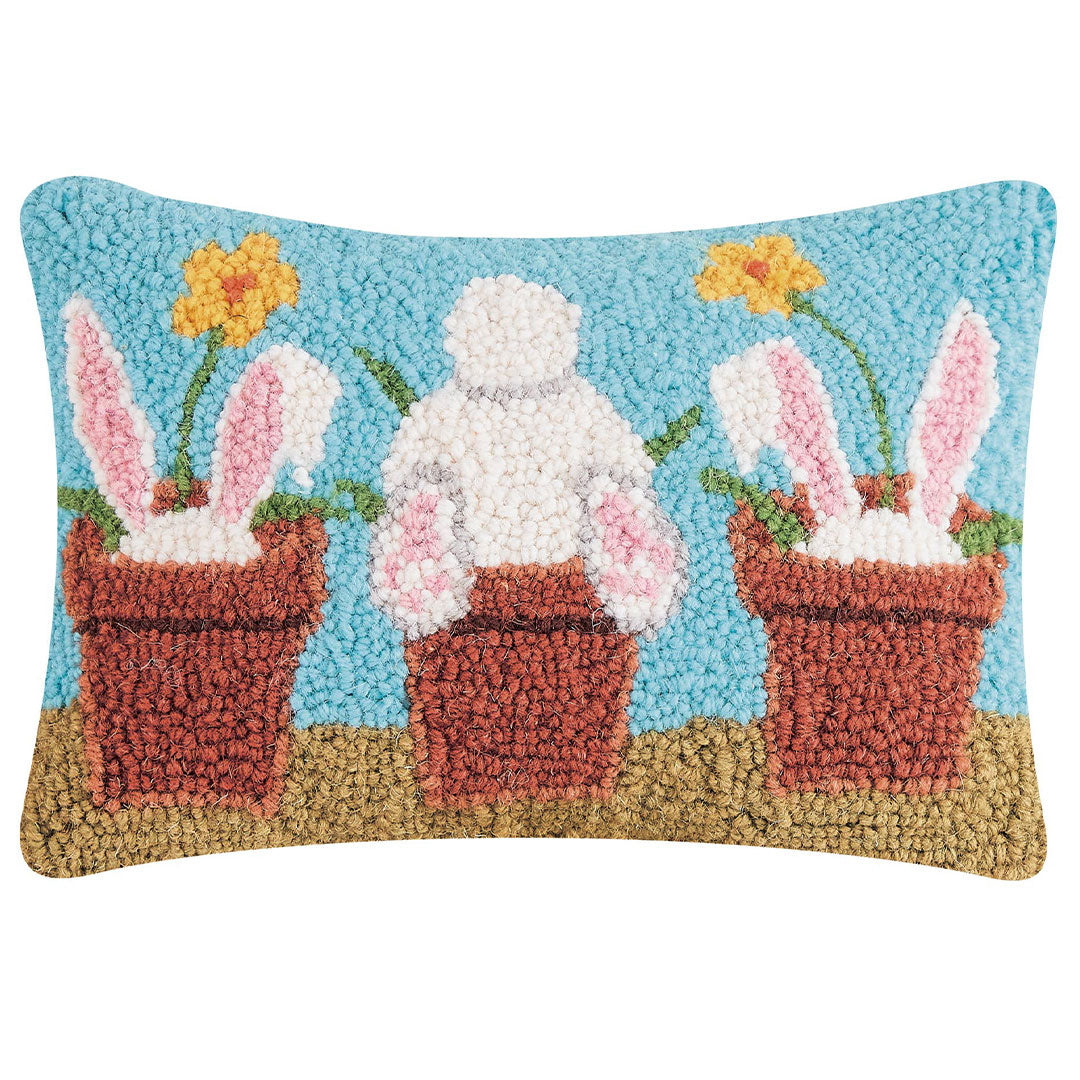 Vase Rabbits Hook Pillow