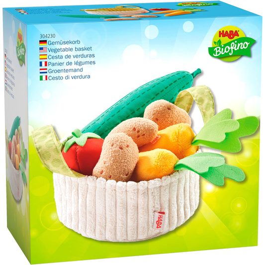 a soft baby toy that teaches young ones about different vegetables.