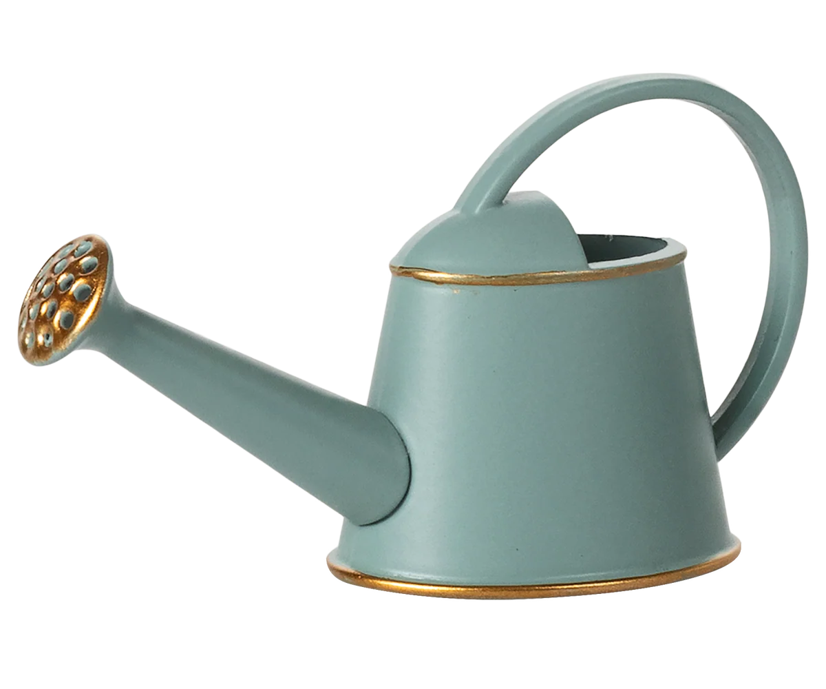 • Maileg watering can mouse light blue miniature garden accessory
• Mini light blue metal watering can for Maileg mice