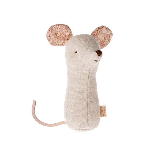 Maileg lullaby mouse rattle natural soft baby toy