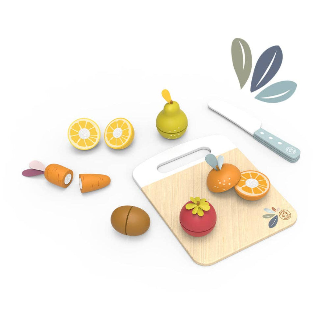 wooden play fruits and veggies set