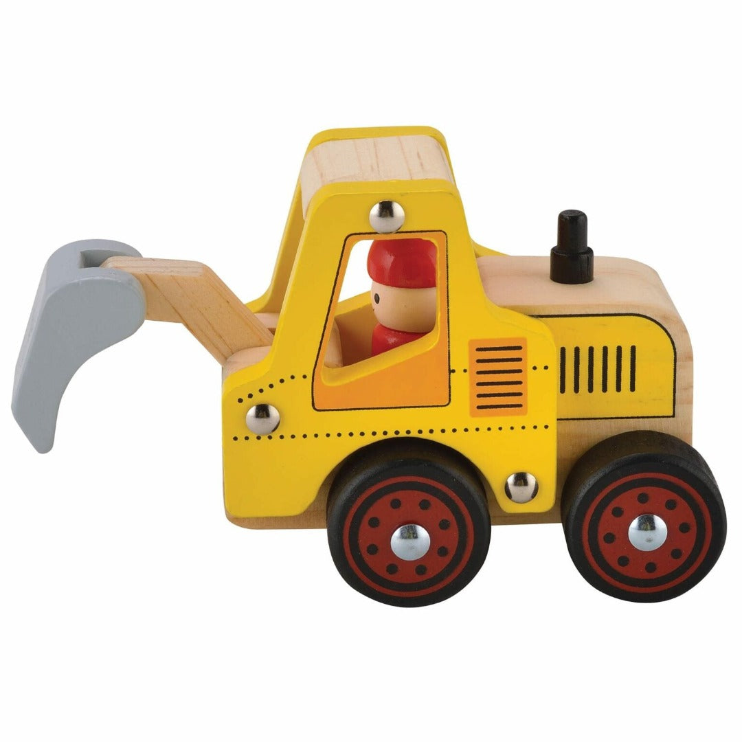 Yellow wooden digger toy