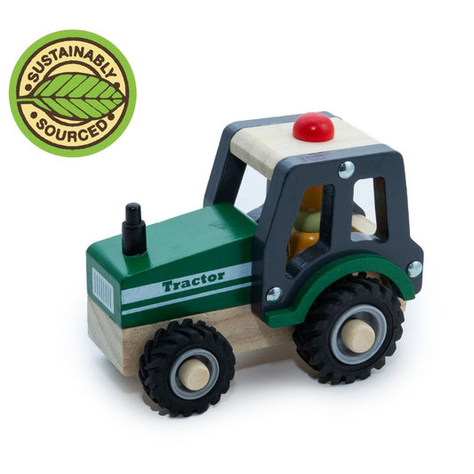 Green wooden tractor toy