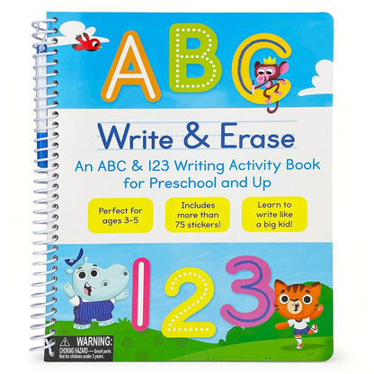ABC 123 write and erase learning activity book