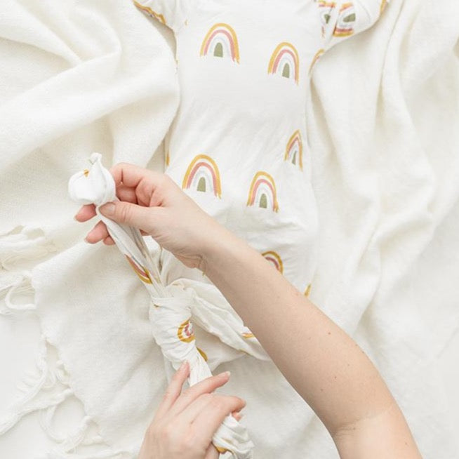 Rainbow Bamboo Swaddle Knotted Gown and Hat