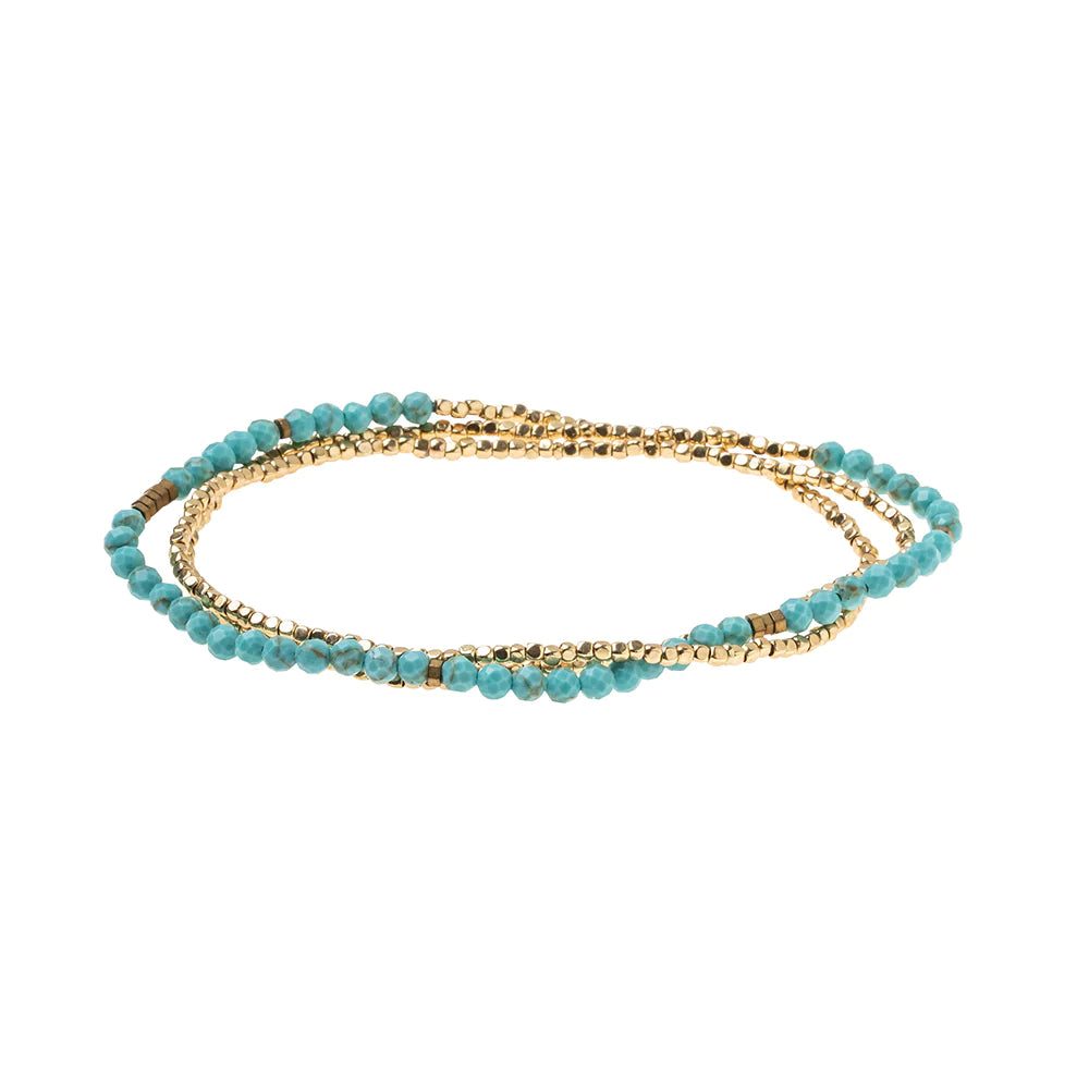 Delicate Stone Bracelet/Necklace - Turquoise/Gold, Stone of the Sky