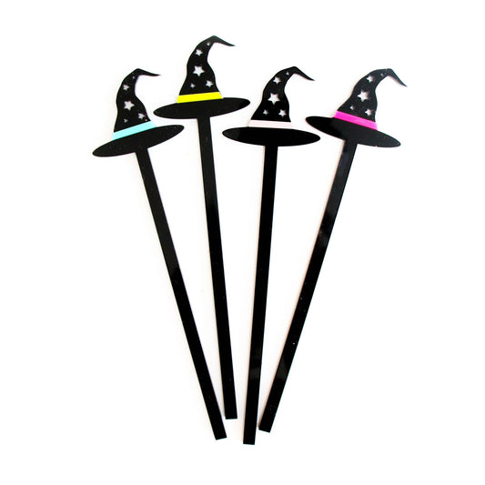 Witch Hat Halloween Drink Stirrers Set
