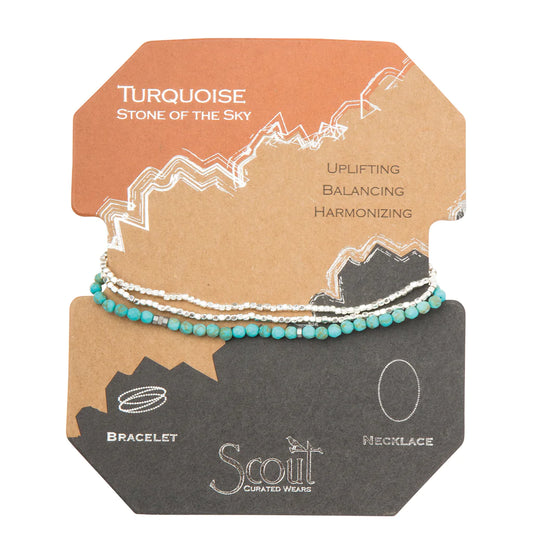 Delicate Stone Bracelet/Necklace - Turquoise/Silver, Stone of the Sky