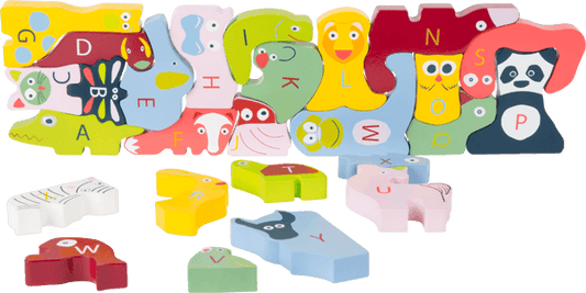 Wooden Animals ABC Educational Learning Puzzle
