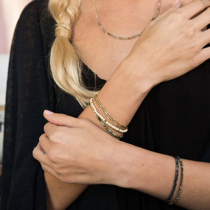 Delicate Stone Bracelet/Necklace - White Fossil Jasper, Stone of Nurturing