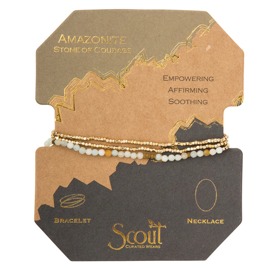 Delicate Stone Bracelet/Necklace - Amazonite, Stone of Courage