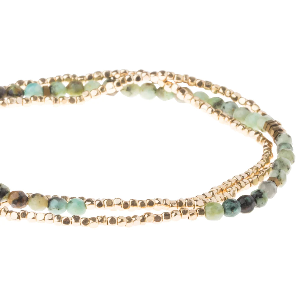 Delicate Stone Bracelet/Necklace - African Turquoise, Stone of Transformation