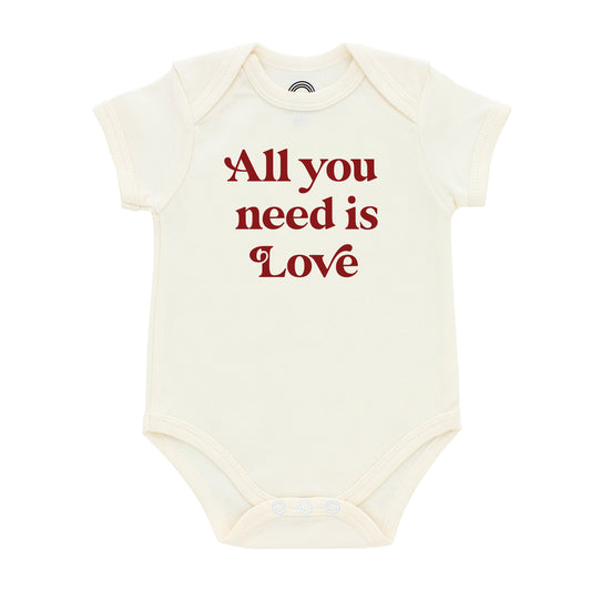 *FINAL SALE* All You Need is Love Short Sleeve Cotton Baby Onesie