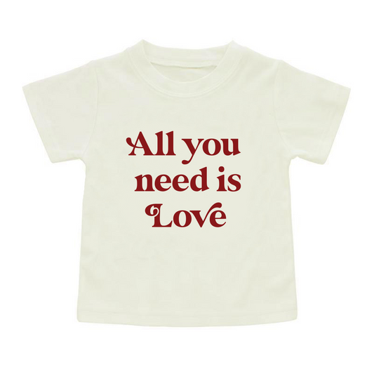*FINAL SALE* All You Need is Love Short Sleeve Kids Cotton Tee Shirt