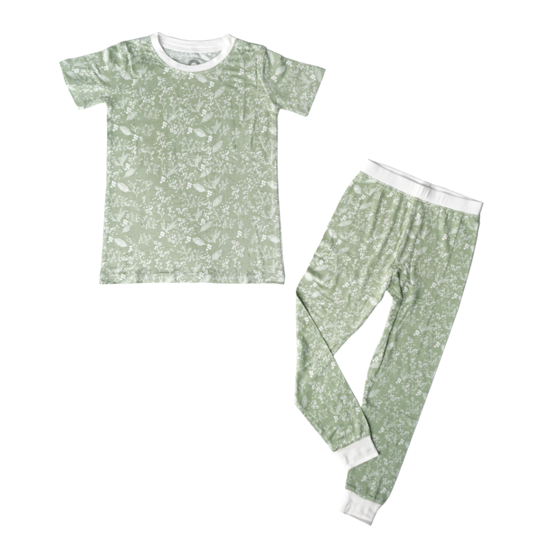 Baby's Breath Floral Bamboo Viscose Toddler Kids Pajama Set