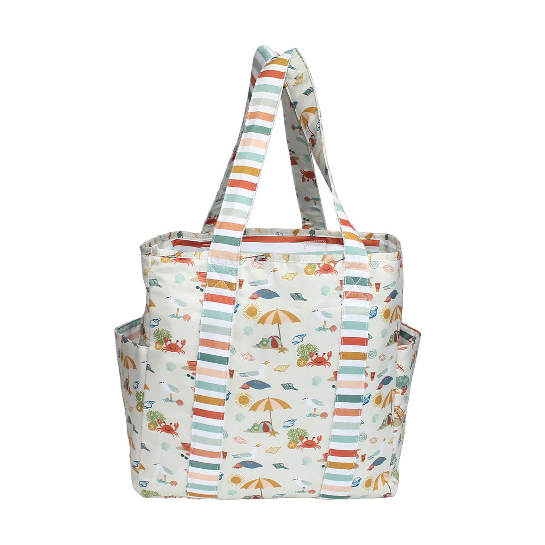 Beach Day and Coral Stripes Reversible Beach Bag