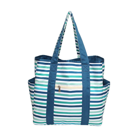 Sea Stripes and Ocean Blue Reversible Beach Bag