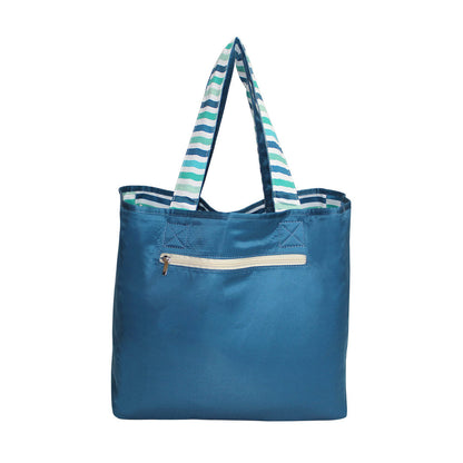 Sea Stripes and Ocean Blue Reversible Beach Bag