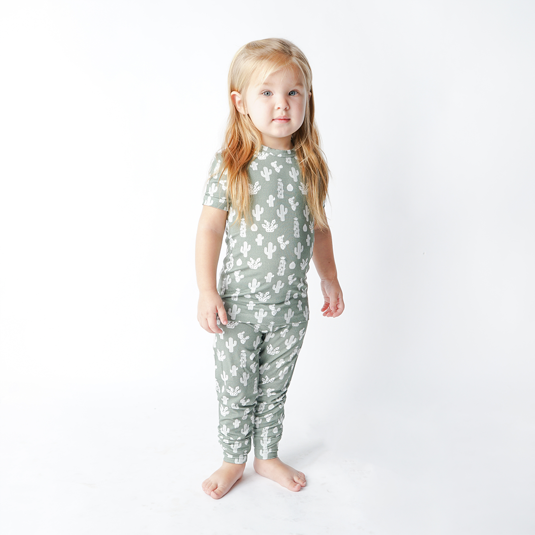 Stay Sharp Cactus Viscose Bamboo Short Sleeve Kids Toddler Pajama