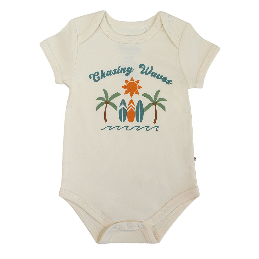 Chasing Waves Surfboard Cotton Baby Onesie