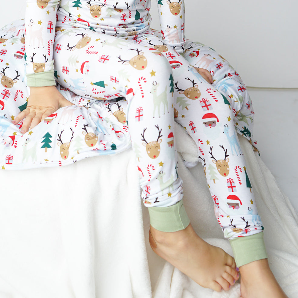 *FINAL SALE* Santa and Friends Long Sleeve Bamboo Kids Pajama Pants Set