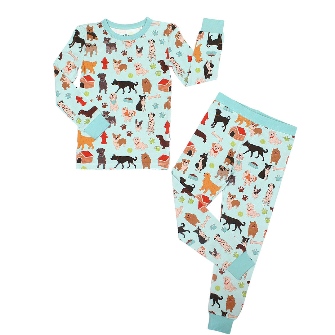 Dogs Bark Two-Piece Bamboo Long Sleeve Kids Pajama Pants Set