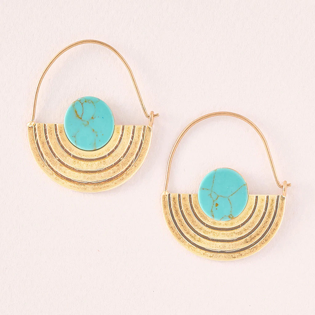 Stone Orbit Earrings - Turquoise/Gold