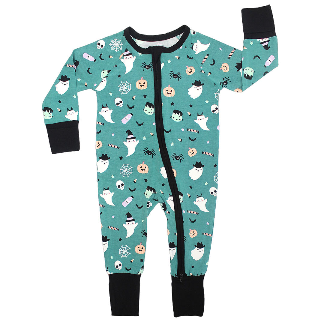 Boo Crew Glow-in-the-Dark Halloween Bamboo Convertible Baby Pajamas