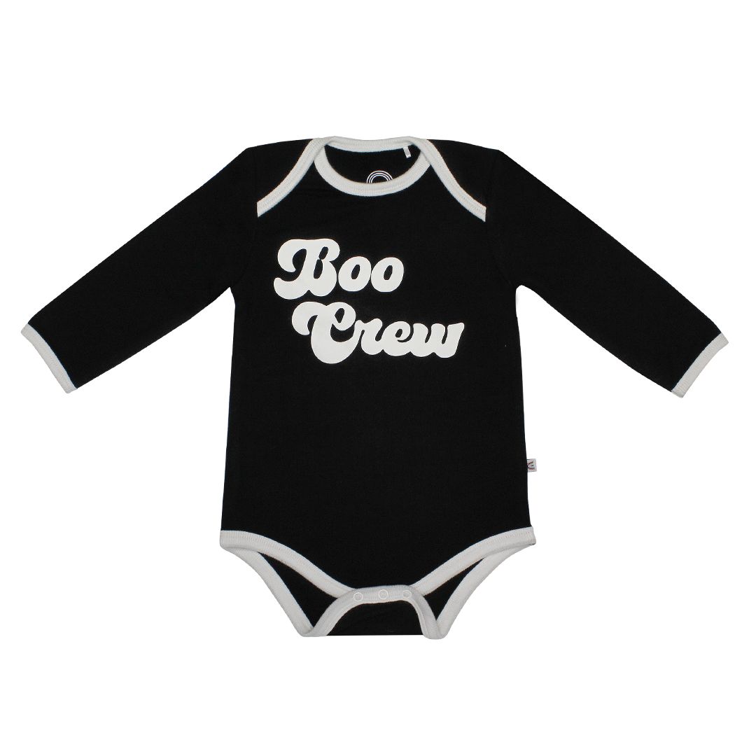 Boo Crew Halloween Long Sleeve Viscose Bamboo Terry Ringer Baby Onesie