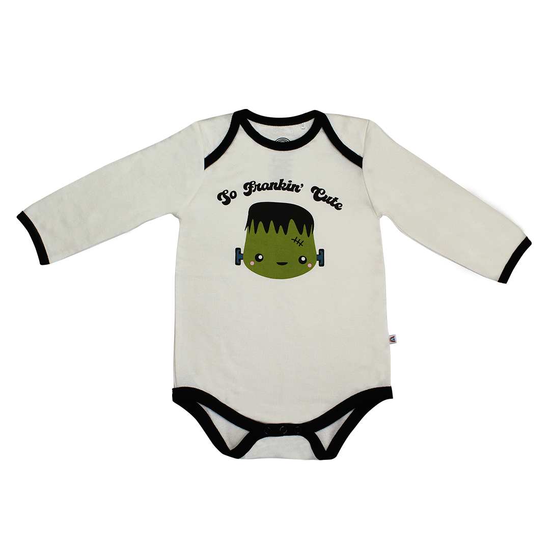 *FINAL SALE* So Frankin' Cute Halloween Long Sleeve Viscose Bamboo Terry Ringer Baby Onesie