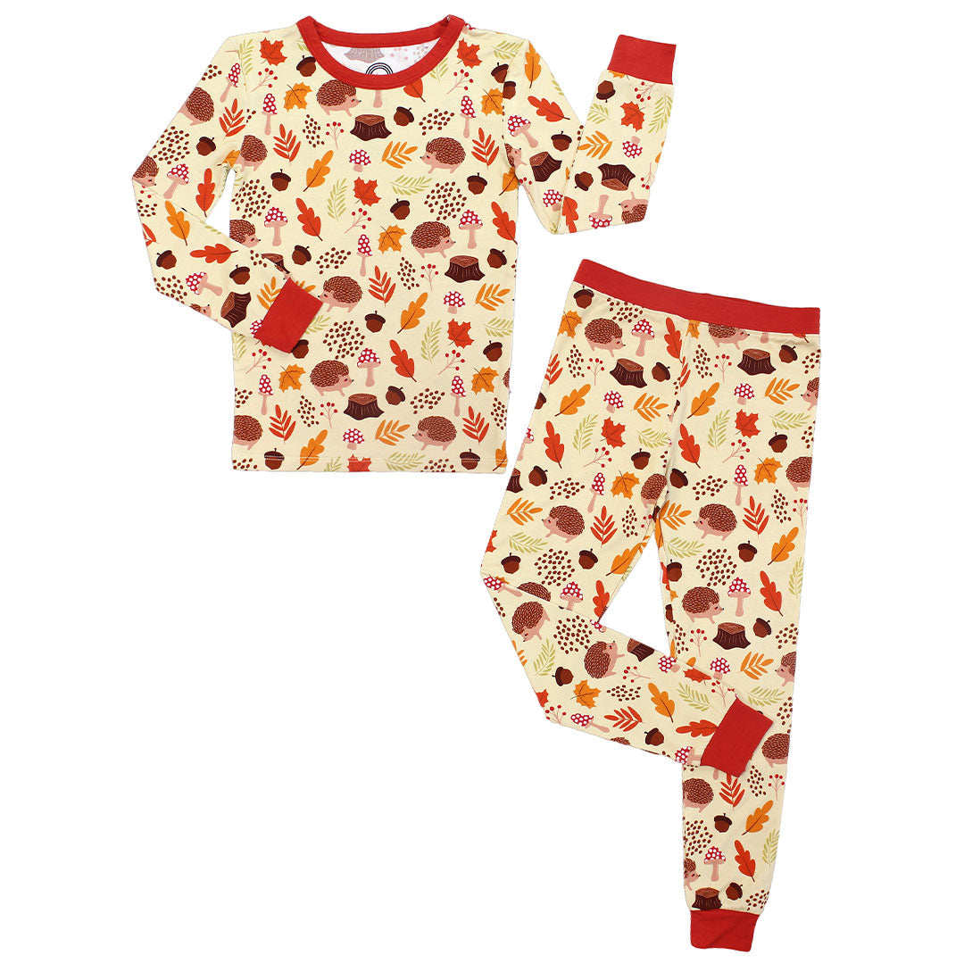 Woodland Whimsy Two-Piece Bamboo Long Sleeve Kids Pajama Pants Set